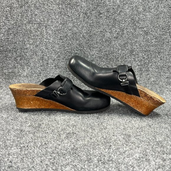Papillio By Birkenstock Dana Wedge Clogs Women's 8 Black Leather Slip On Sandals - Picture 8 of 13